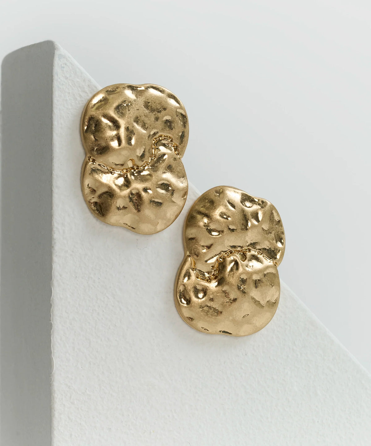 Aros Flor Machacada Boho - Dorado