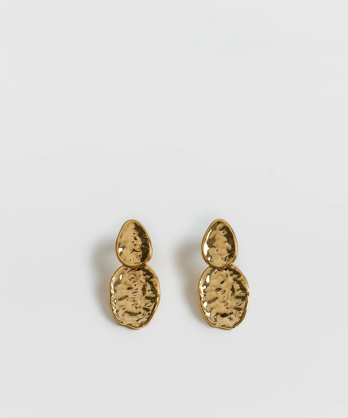 Aros Óvalos Machacados Boho - Dorado