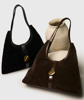 Cartera De Hombro Fake Suede Broche