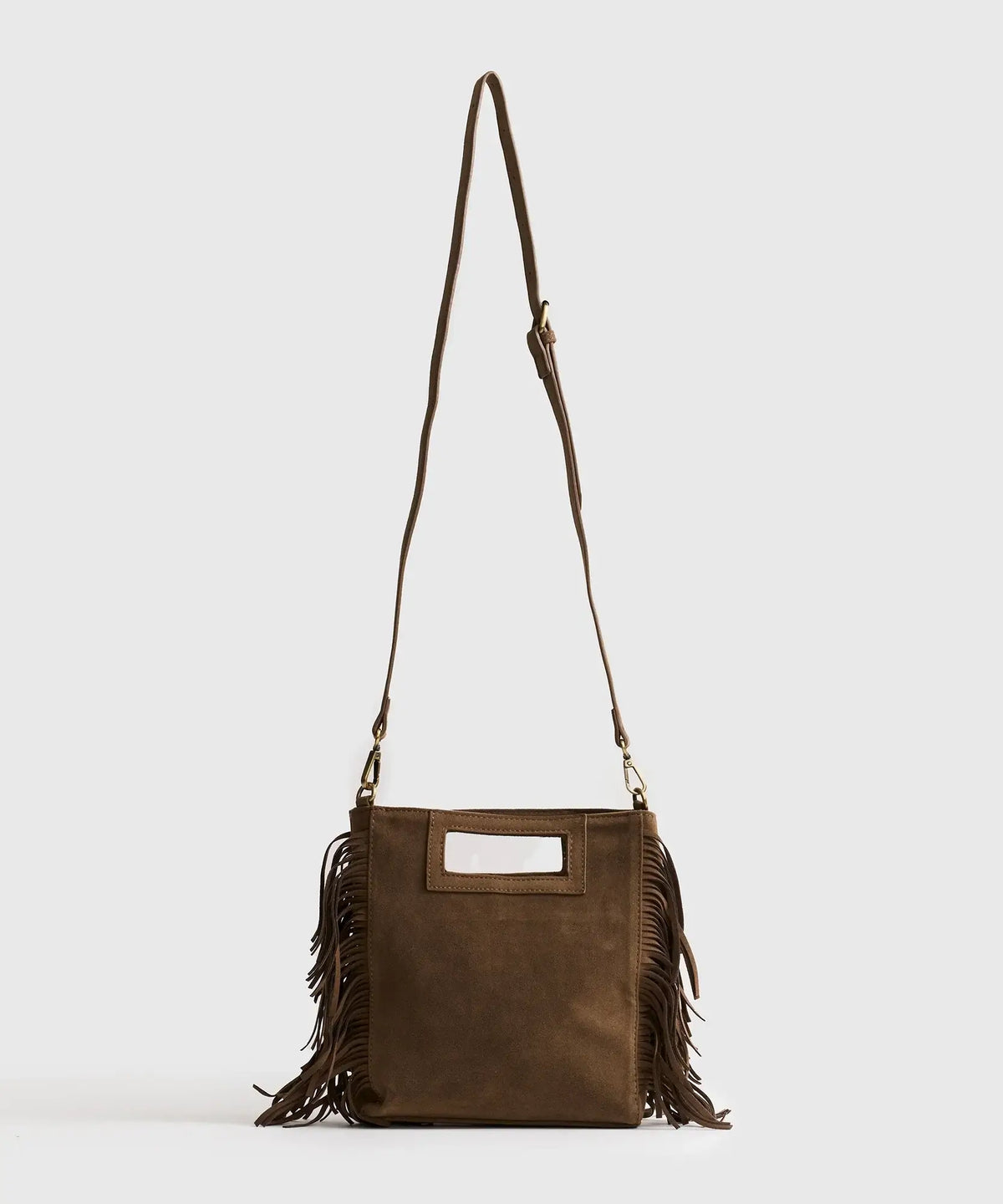 Cartera De Hombro Cuadrada Flecos Boho