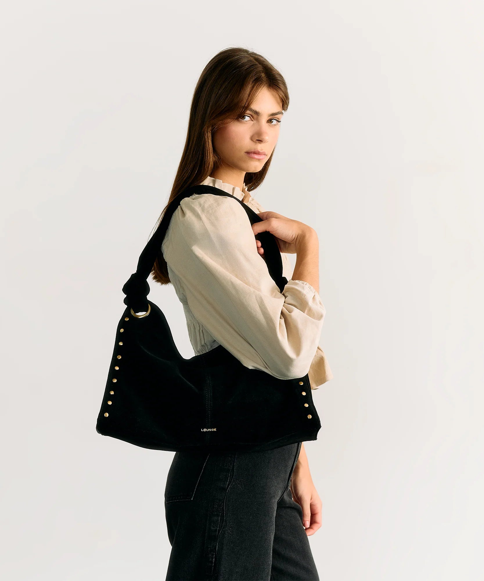 Cartera De Hombro Handle Anudado Tachas Boho