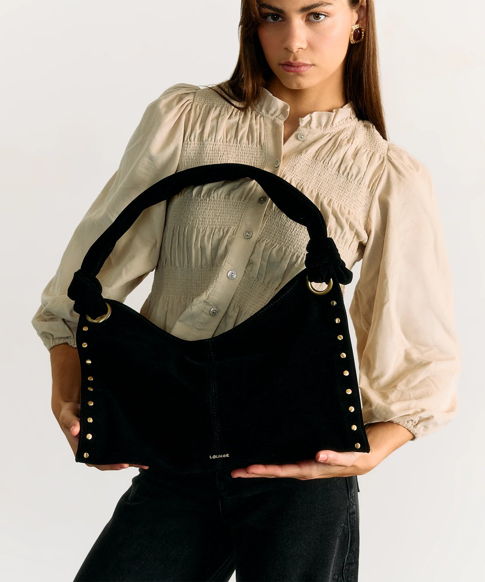 Cartera De Hombro Handle Anudado Tachas Boho