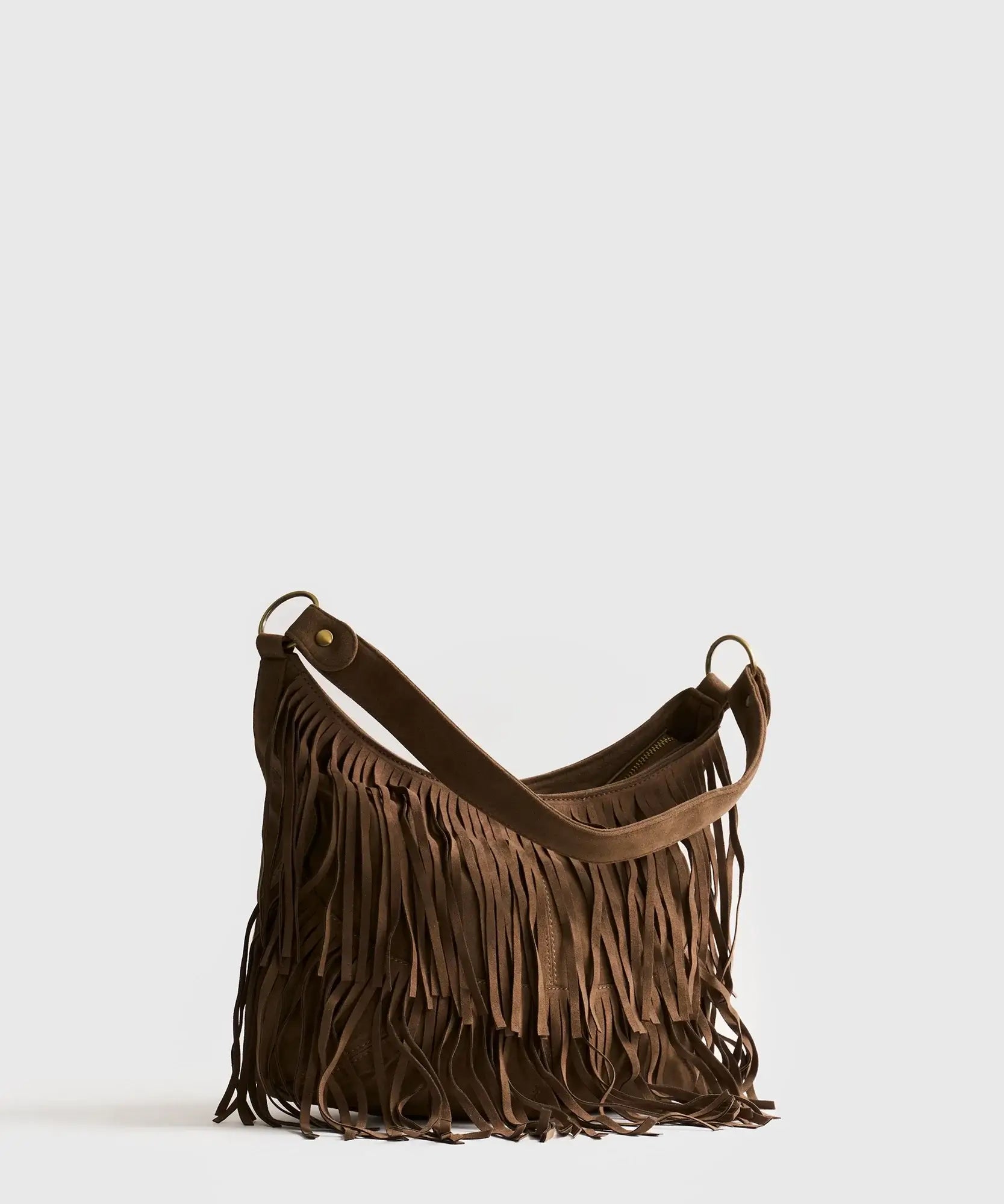 Cartera De Hombro Medialuna Flecos Boho