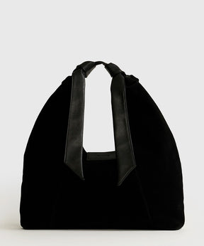 Cartera De Hombro Medialuna Nudo Suede Woman