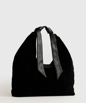 Cartera De Hombro Medialuna Nudo Suede Woman