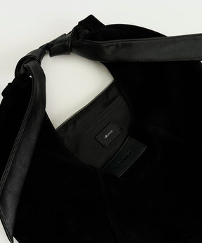 Cartera De Hombro Medialuna Nudo Suede Woman