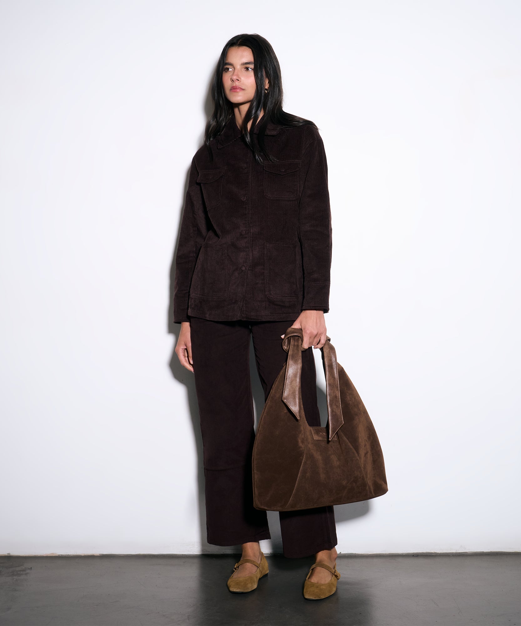 Cartera De Hombro Medialuna Nudo Suede Woman