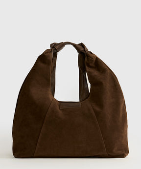 Cartera De Hombro Medialuna Nudo Suede Woman