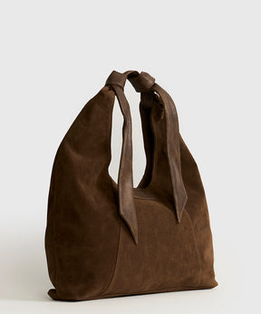 Cartera De Hombro Medialuna Nudo Suede Woman