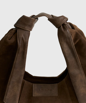 Cartera De Hombro Medialuna Nudo Suede Woman