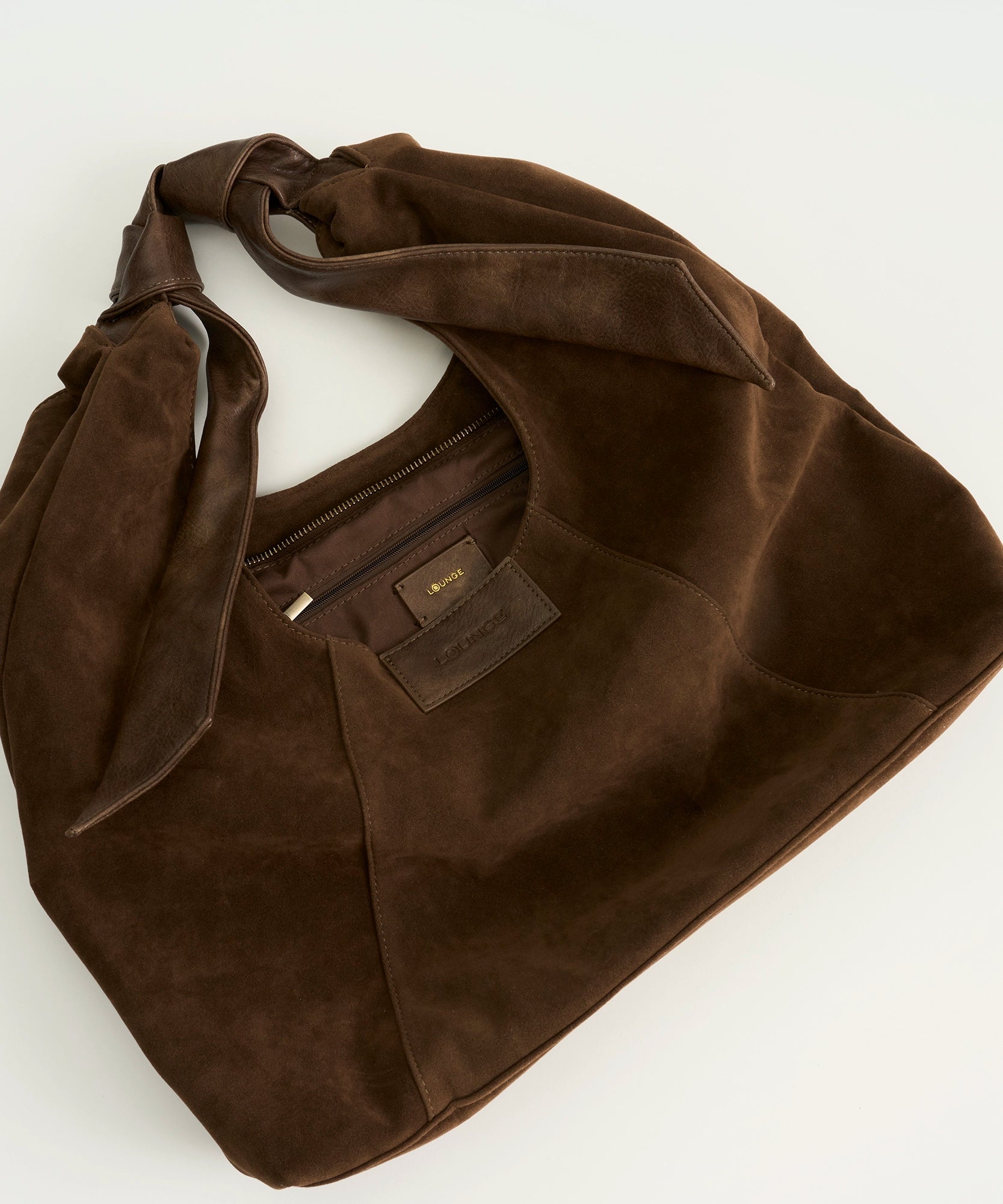 Cartera De Hombro Medialuna Nudo Suede Woman