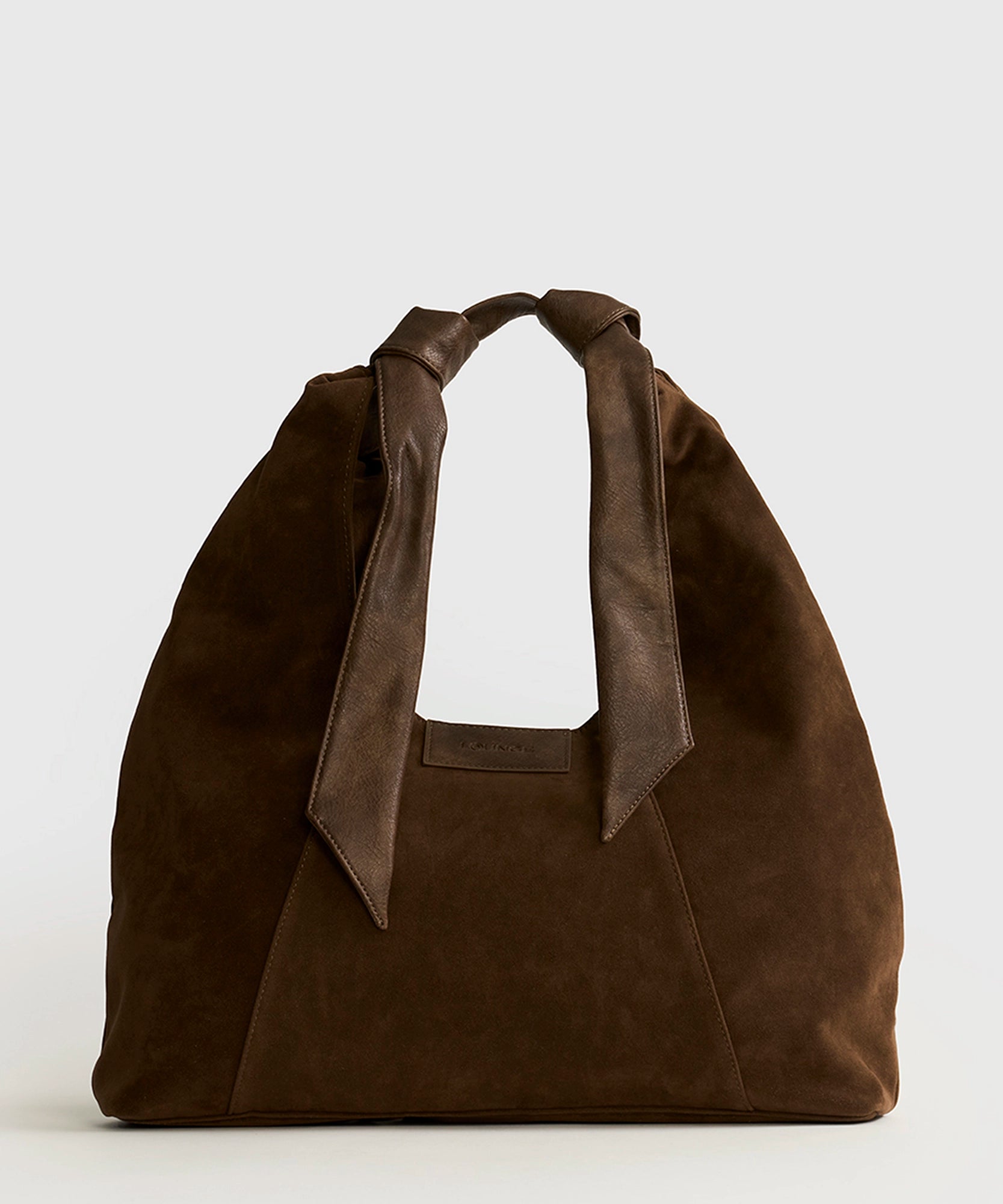 Cartera De Hombro Medialuna Nudo Suede Woman