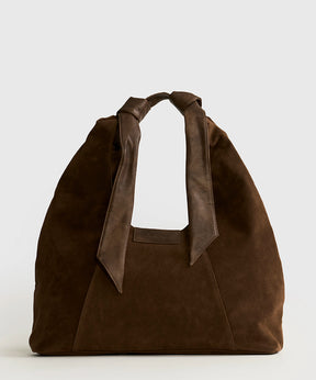 Cartera De Hombro Medialuna Nudo Suede Woman