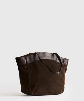 Cartera Tote Tachas Fake Suede