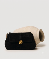 Cartera De Hombro Fake Suede Costuras