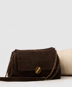 Cartera De Hombro Fake Suede Costuras