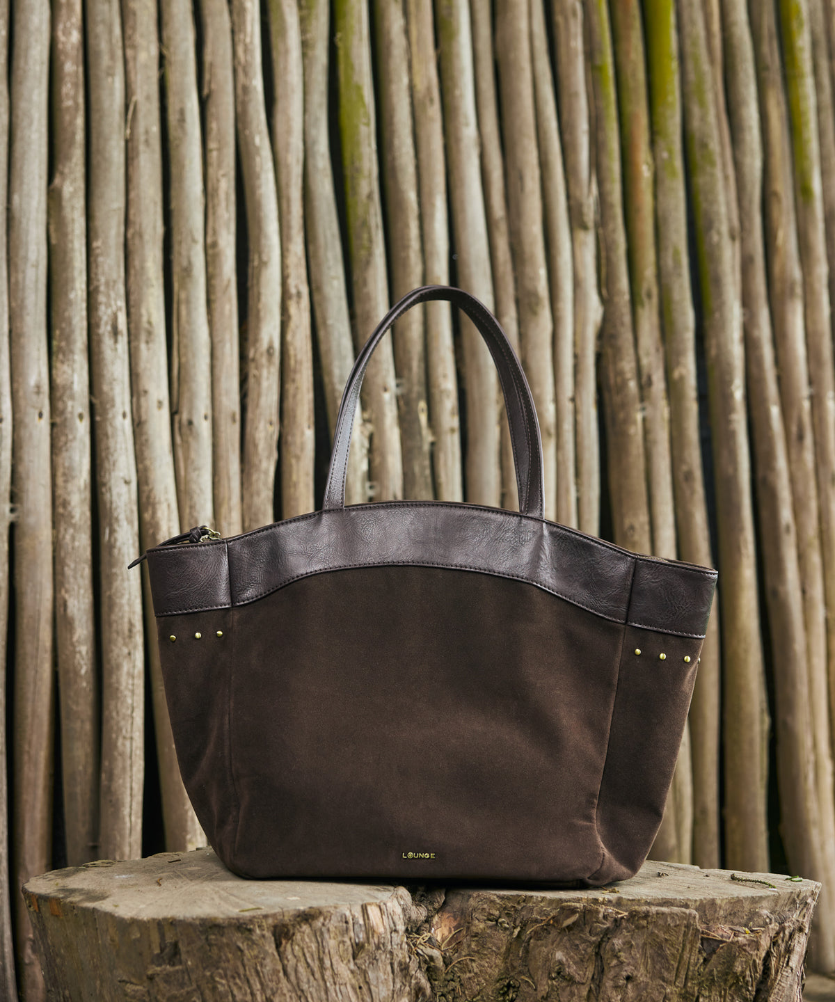 Cartera Tote Tachas Fake Suede