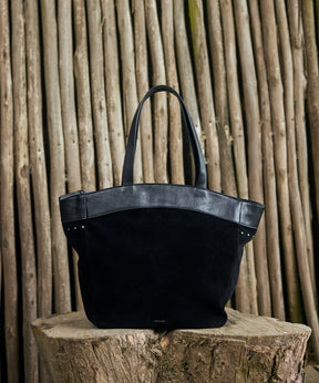Cartera Tote Tachas Fake Suede