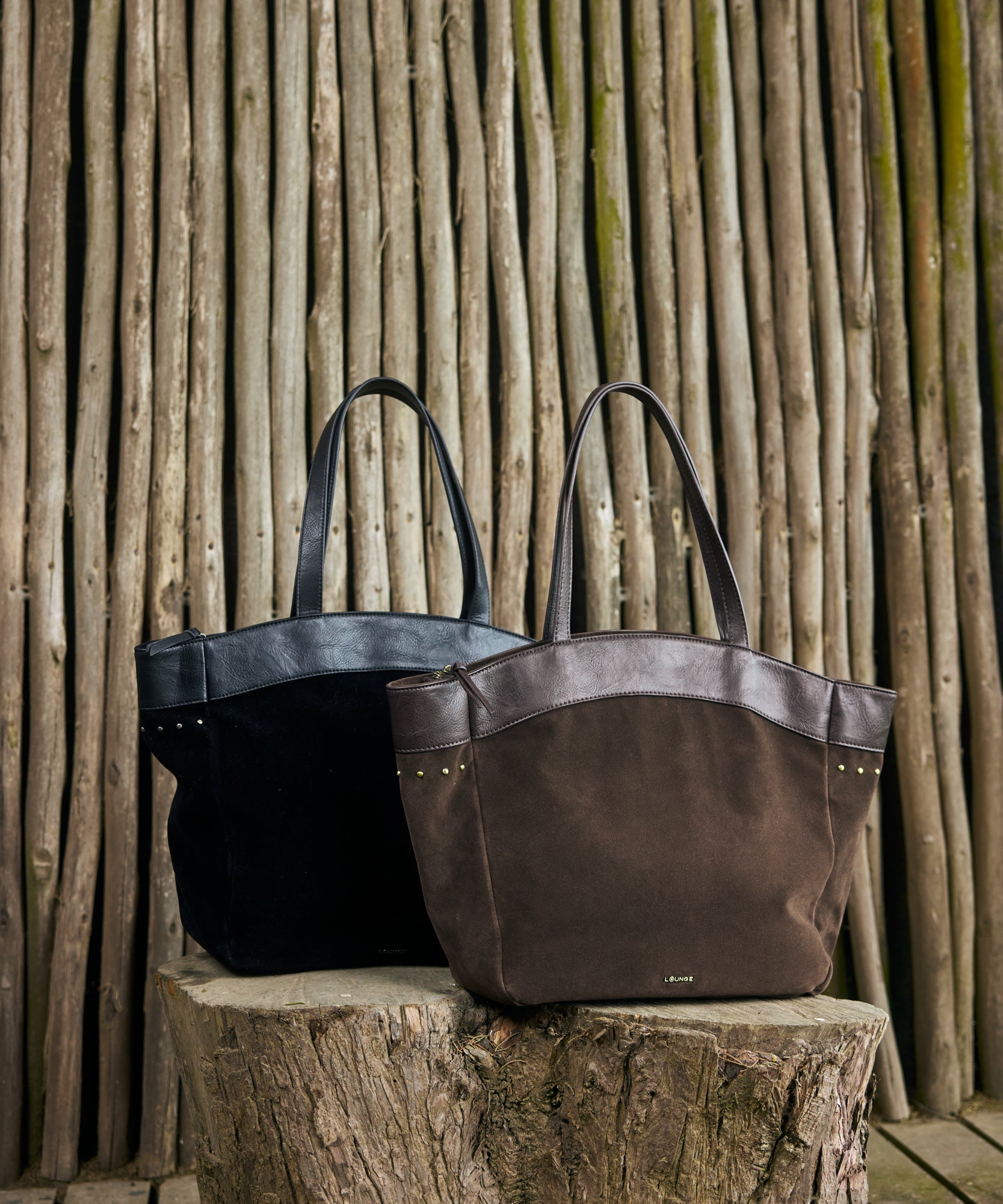 Cartera Tote Tachas Fake Suede