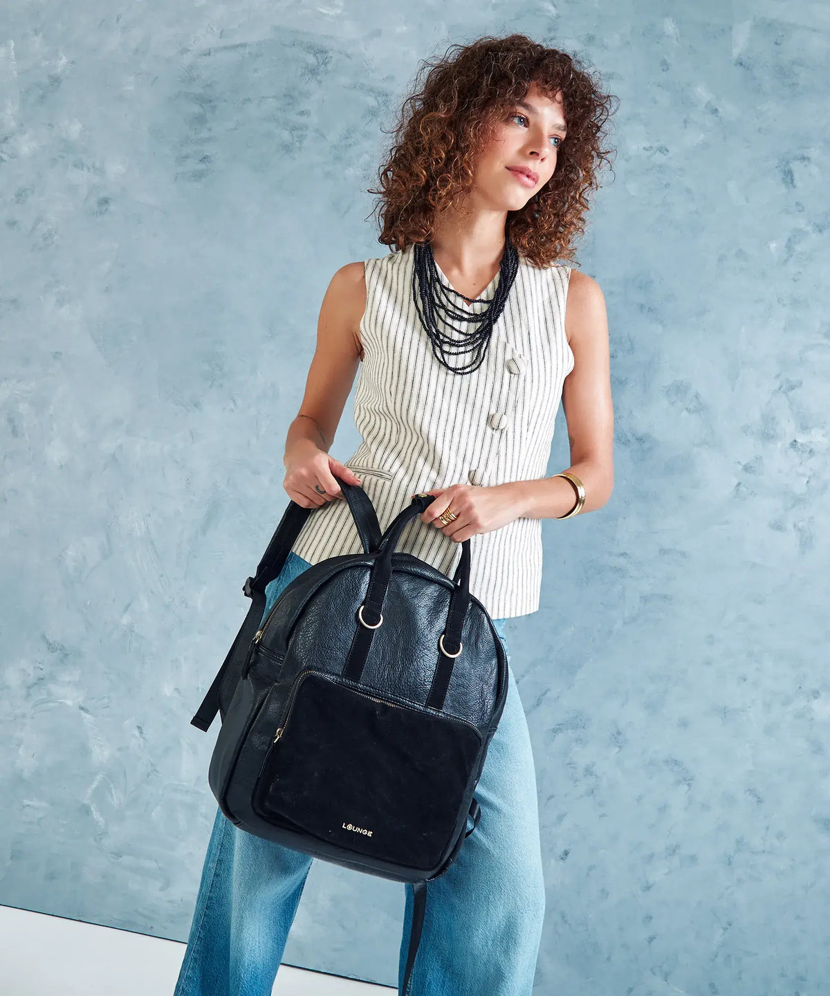 Mochila Notebook Detalles Efecto Gamuza