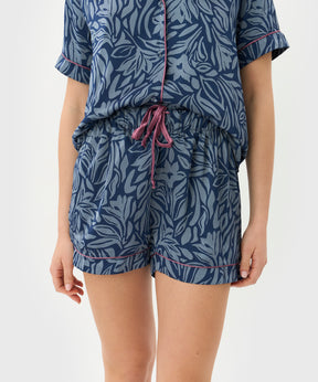 Pijama Camisero Hojas Satinado