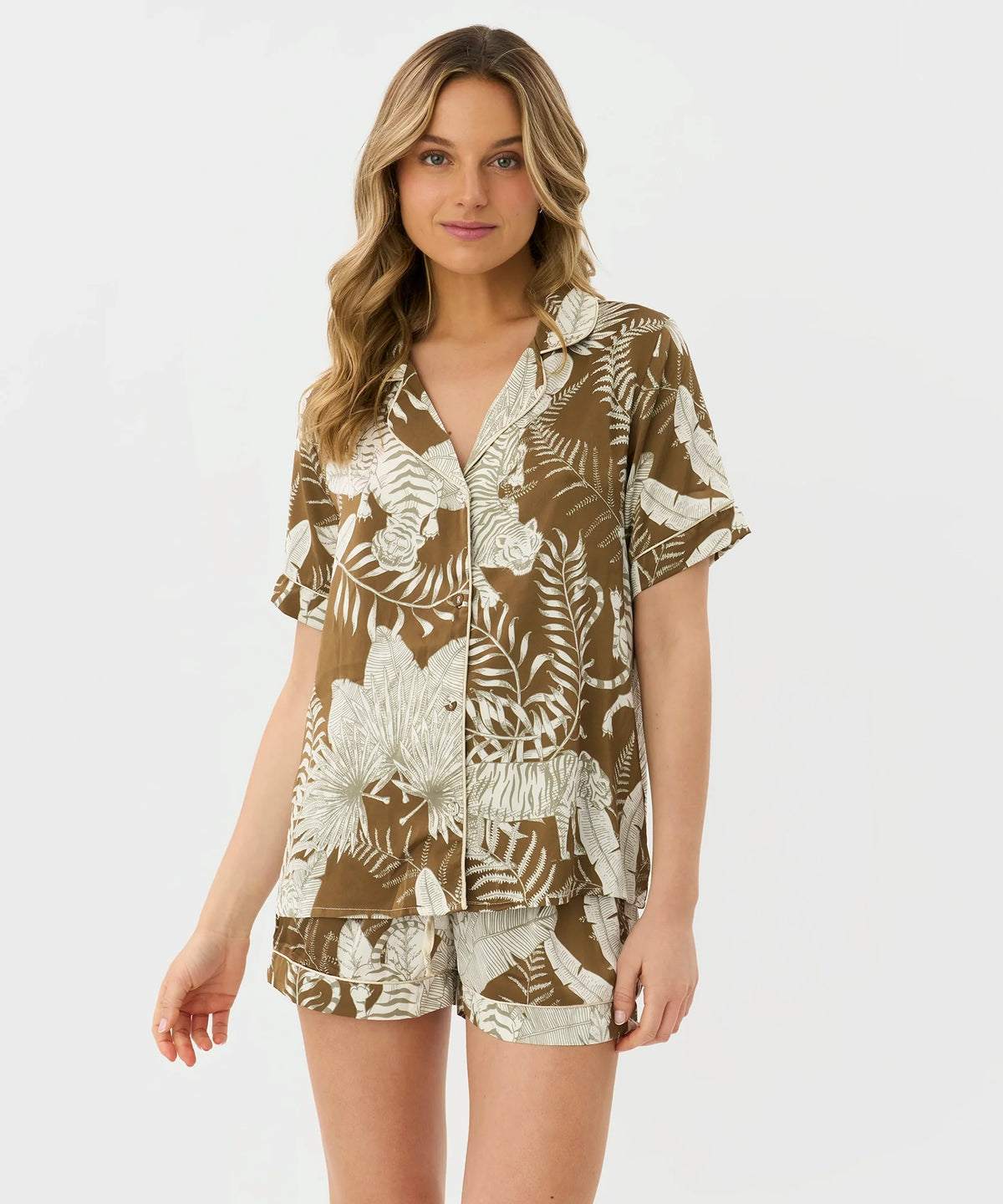 Pijama Camisero Jungla Satinado