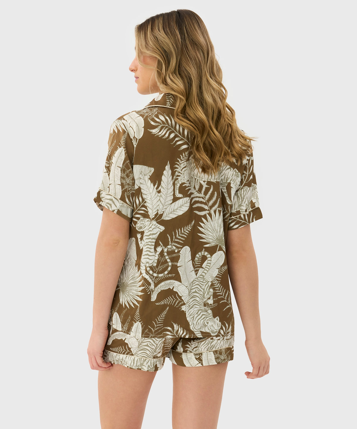 Pijama Camisero Jungla Satinado