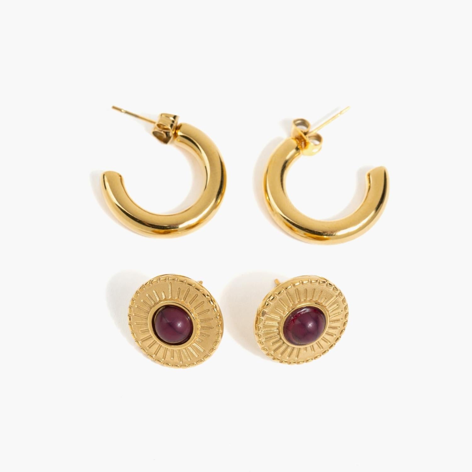 Set Aros Acero Inoxidable Textura