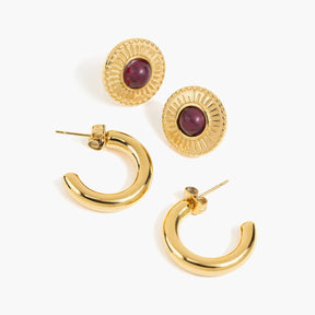 Set Aros Acero Inoxidable Textura