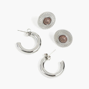 Set Aros Acero Inoxidable Textura