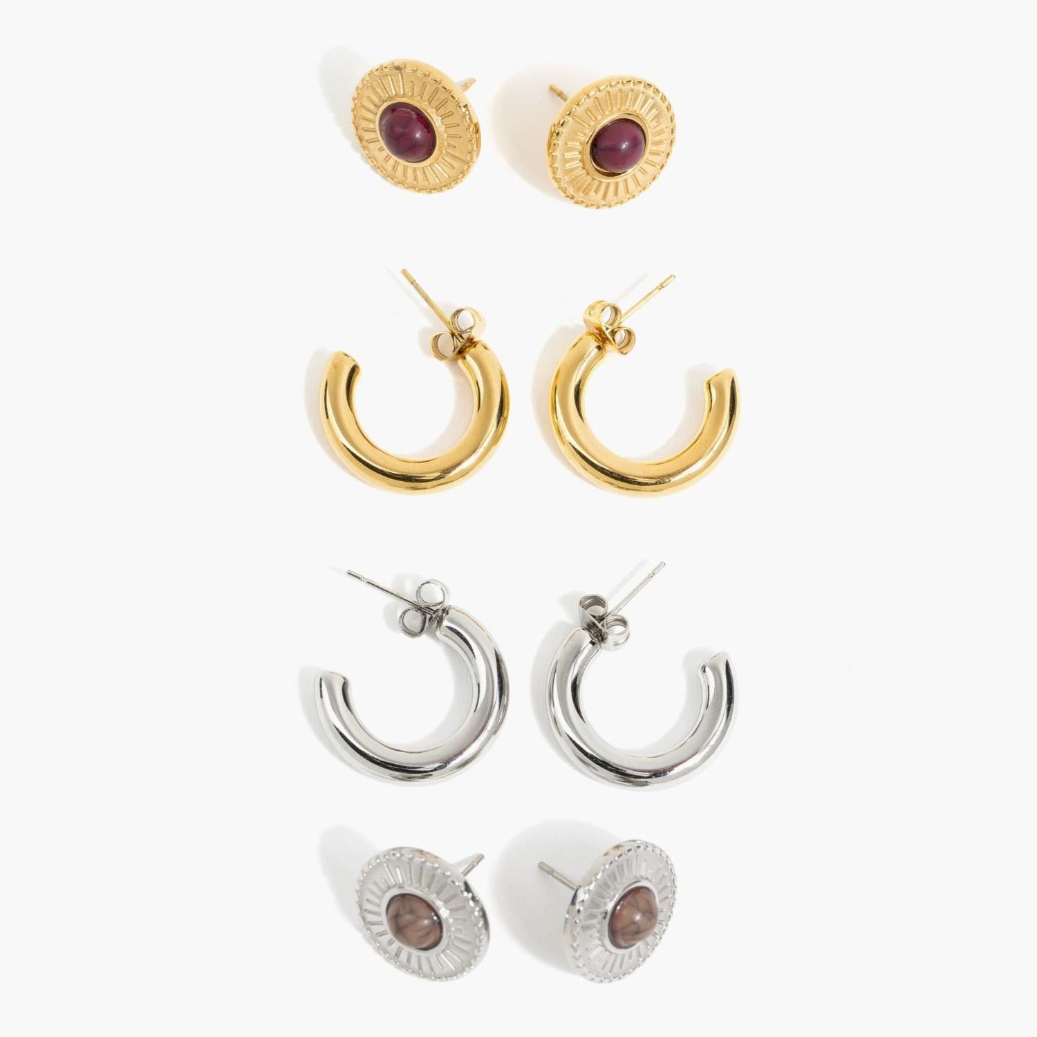 Set Aros Acero Inoxidable Textura