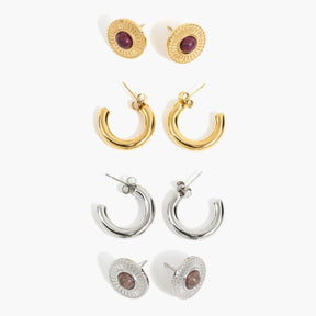 Set Aros Acero Inoxidable Textura