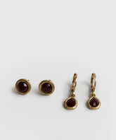 Set Aros Argollas Piedra Boho