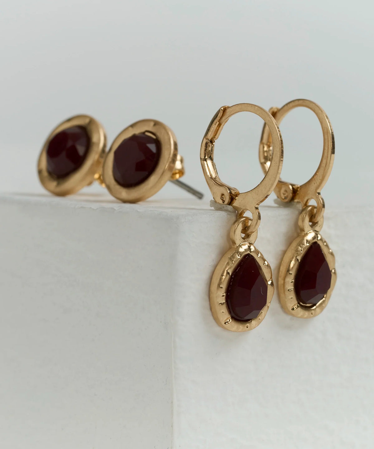 Set Aros Argollas Piedra Boho