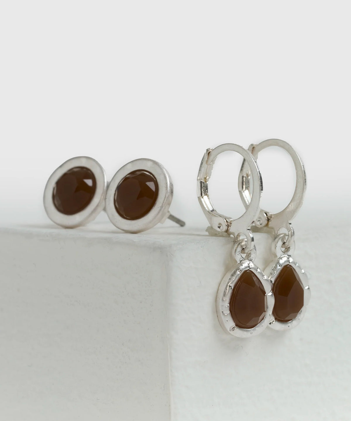 Set Aros Argollas Piedra Boho