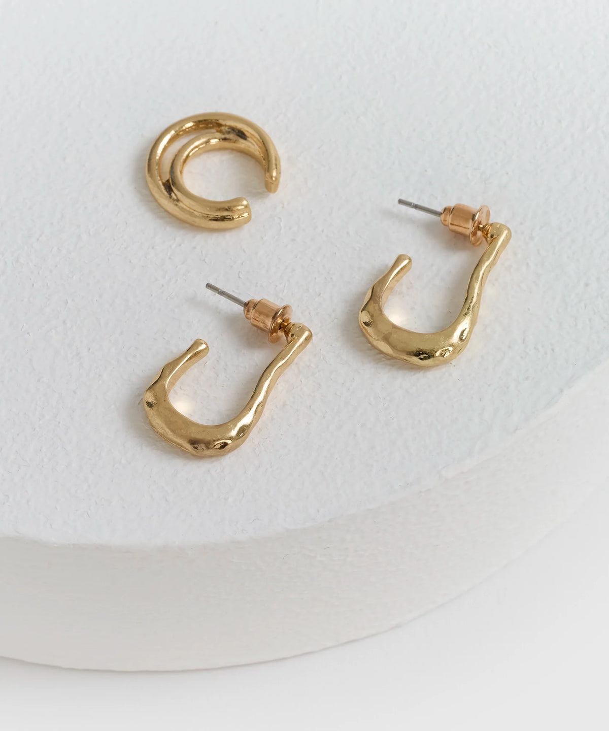 Set Aros Argollas Rectangulares Y Cuff