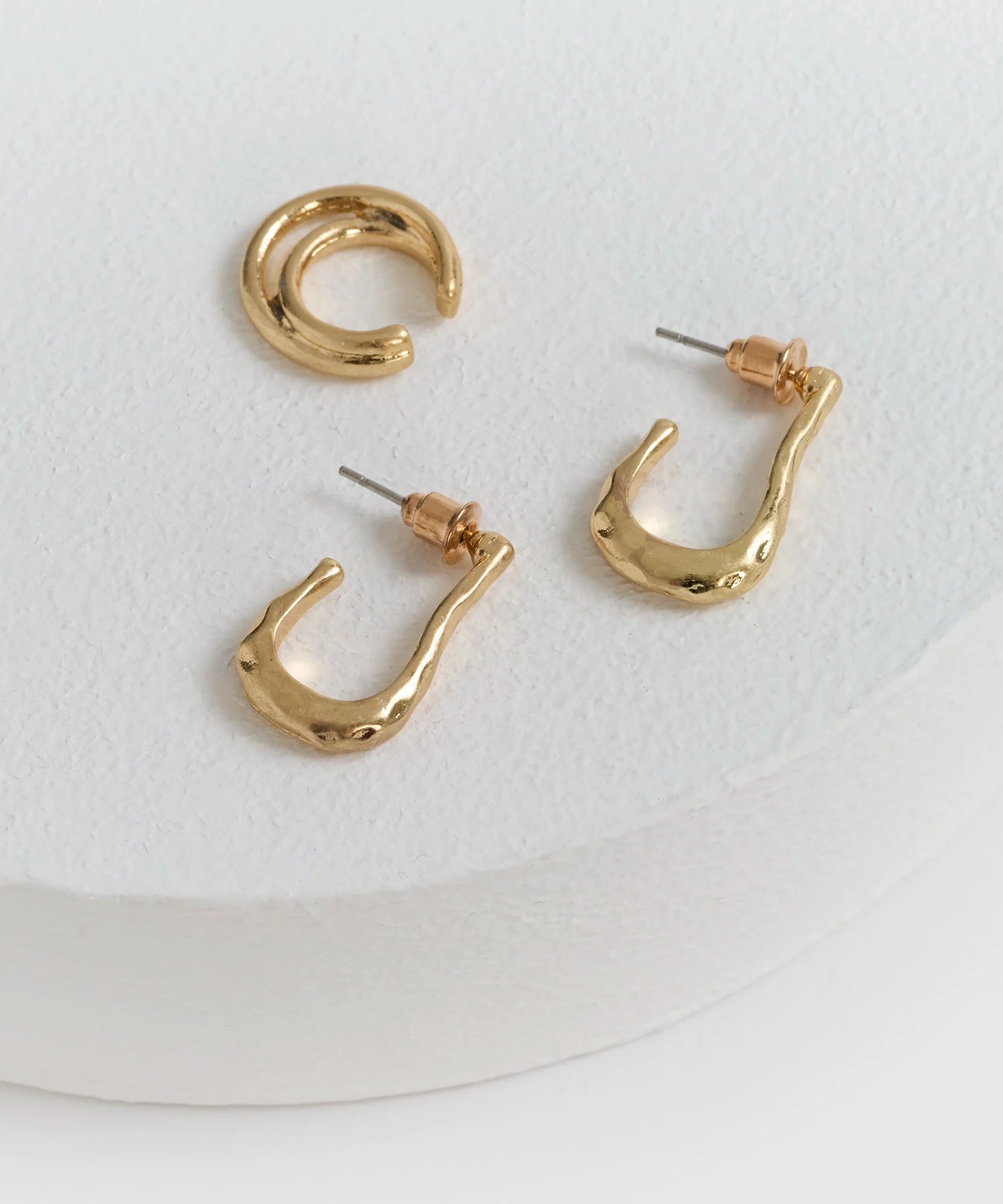 Set Aros Argollas Rectangulares Y Cuff