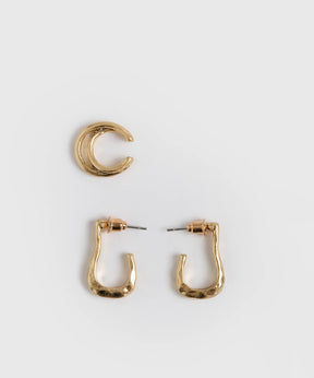 Set Aros Argollas Rectangulares Y Cuff