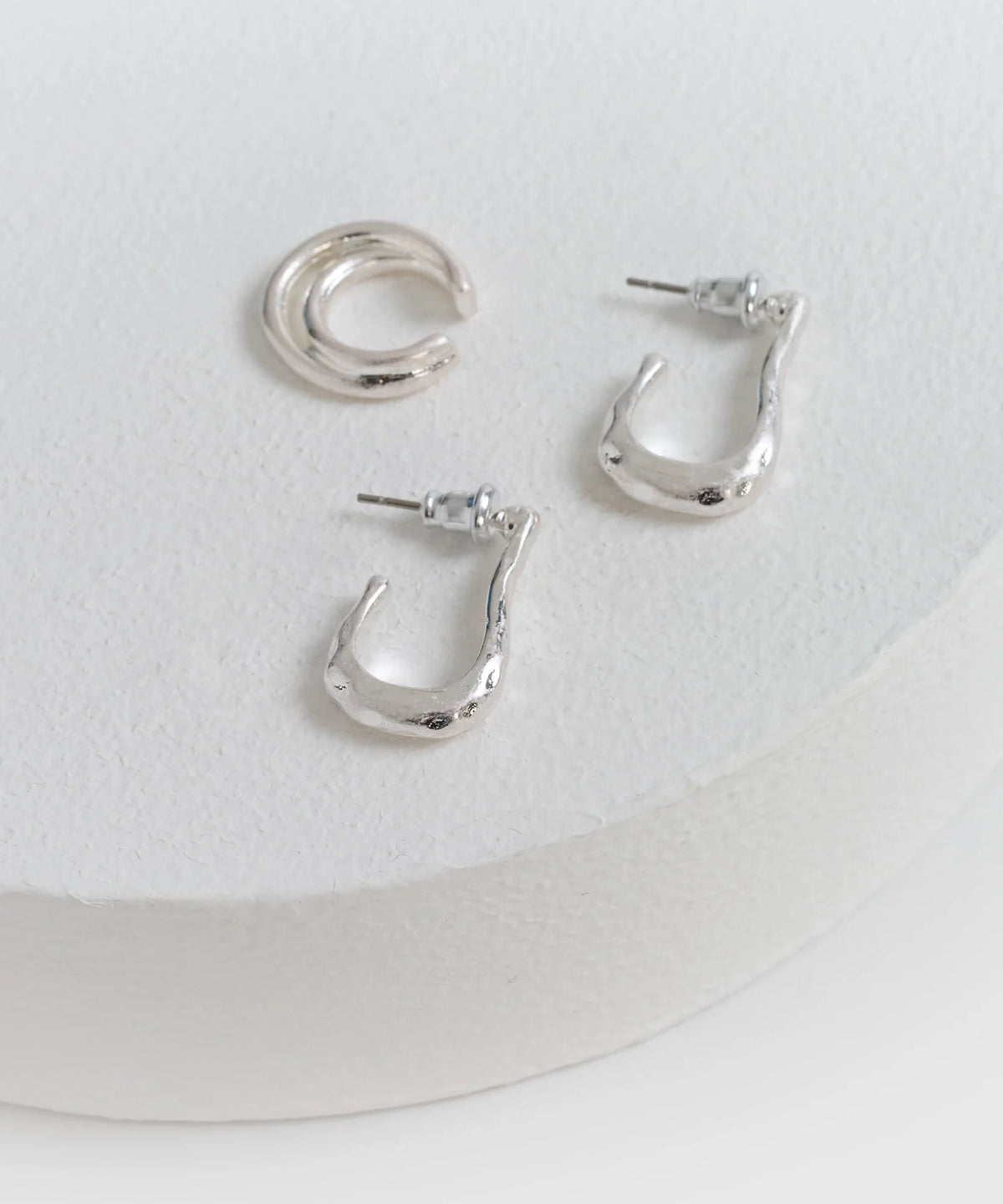 Set Aros Argollas Rectangulares Y Cuff