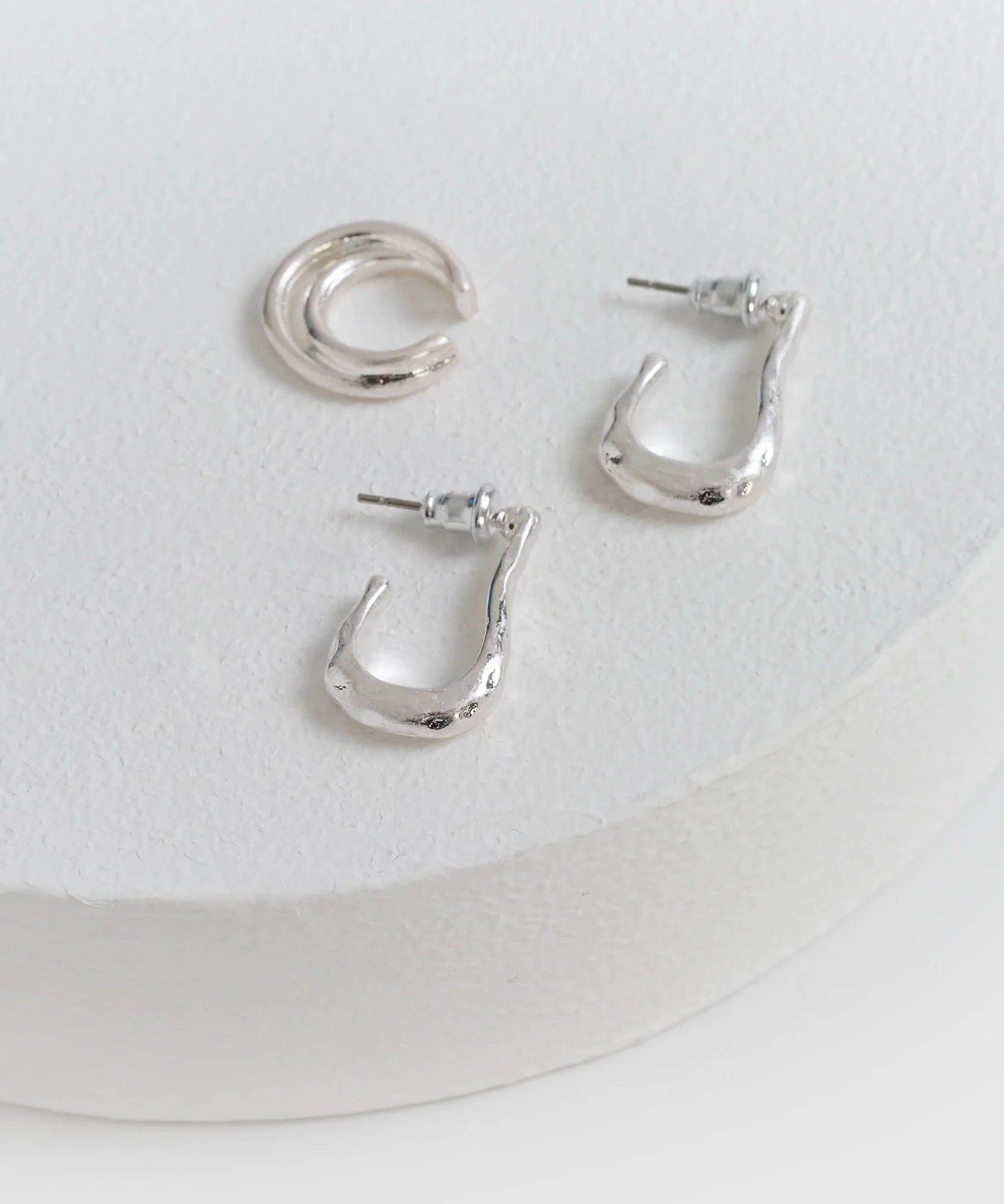 Set Aros Argollas Rectangulares Y Cuff