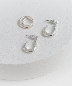 Set Aros Argollas Rectangulares Y Cuff