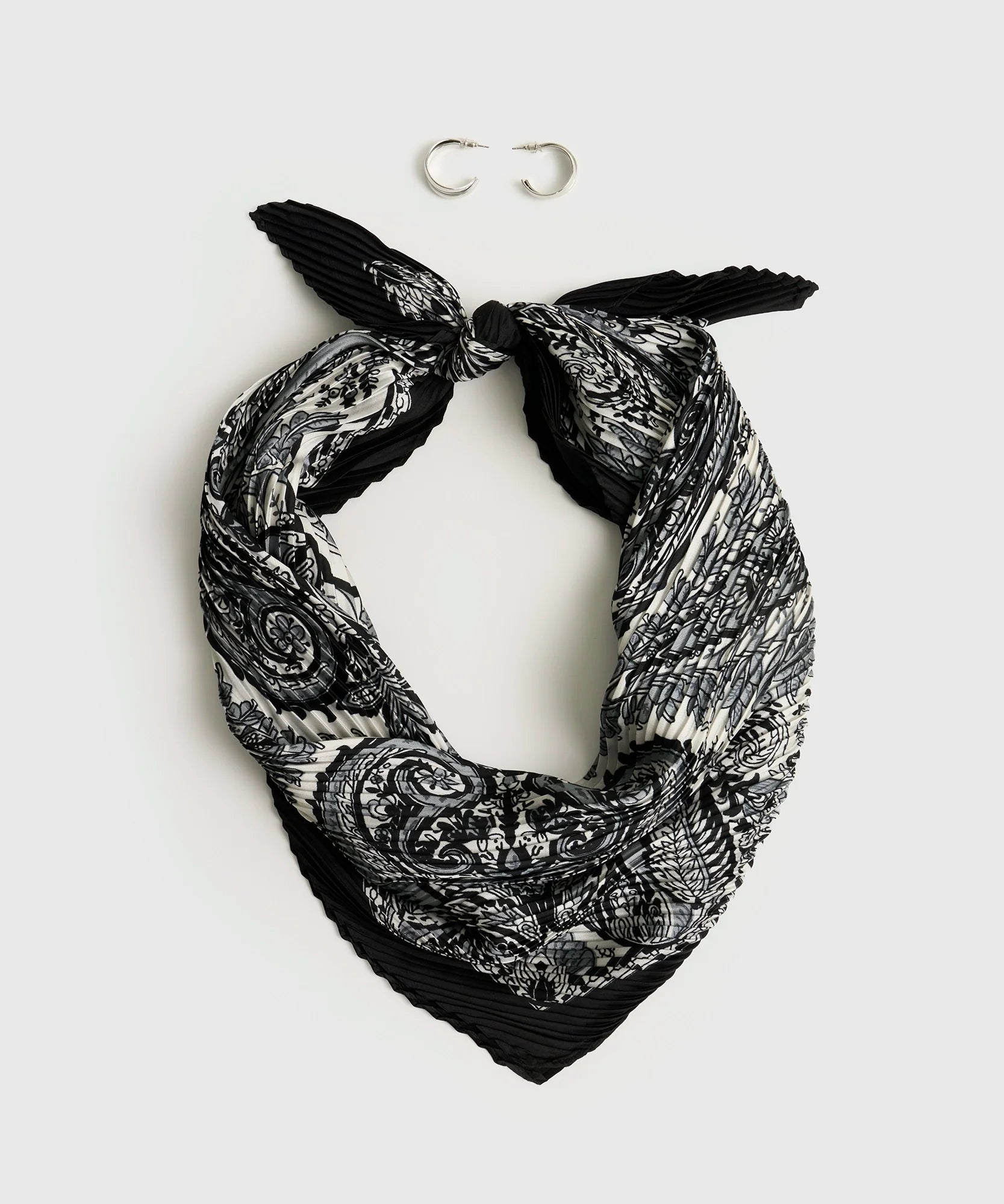 Set Pañuelo Y Aros Pañuelo Plisado Argollas Doble Craft