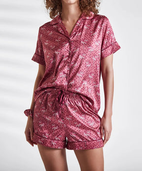 Set Pijama Camisero Satinado Palmeras