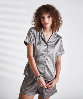 Set Pijama Camisero Satinado Tigres