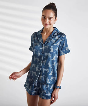 Set Pijama Camisero Satinado Tigres