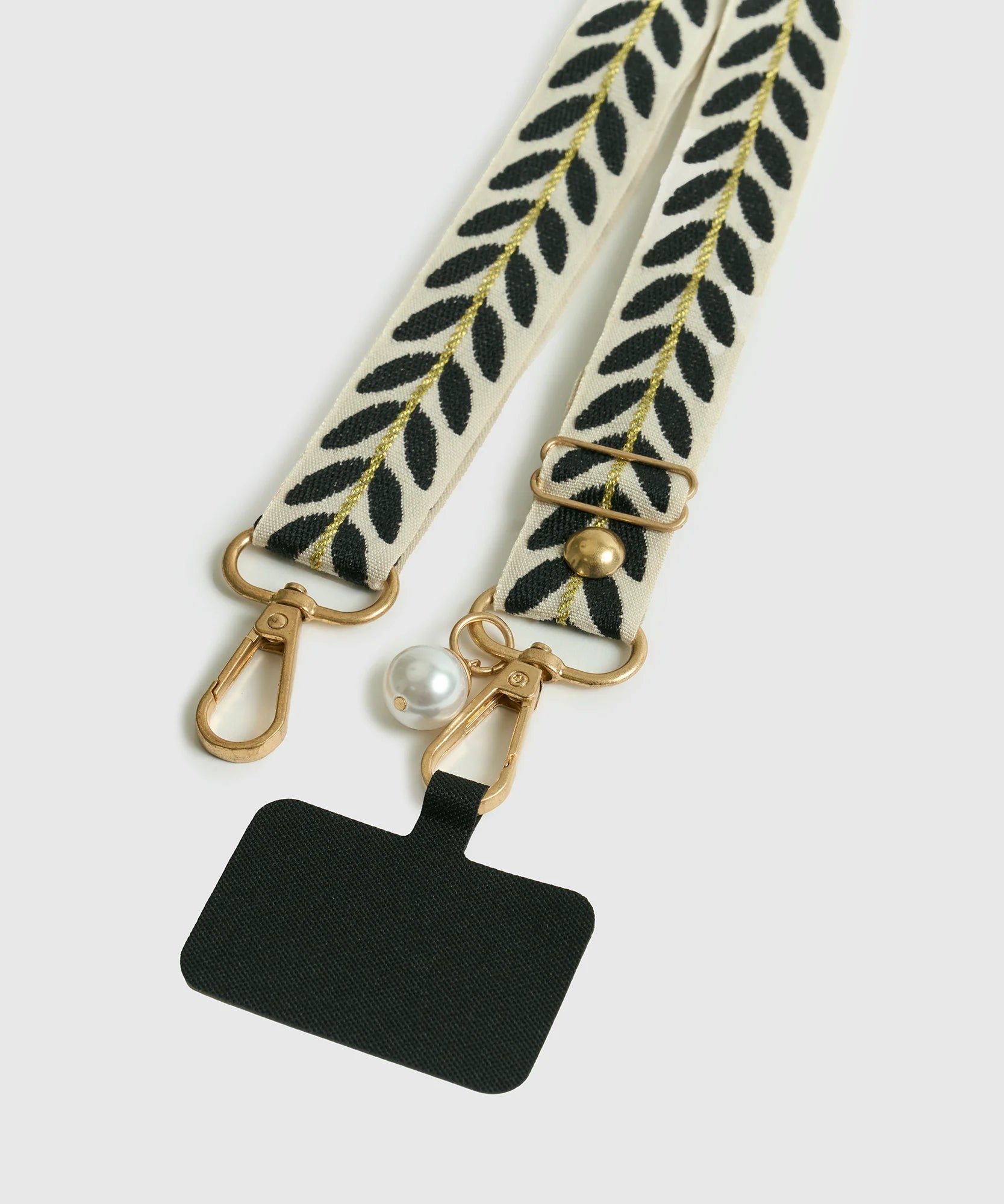 Strap Colgante Celular Adhesivo Hojas Bordadas