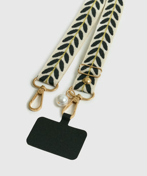 Strap Colgante Celular Adhesivo Hojas Bordadas