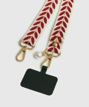 Strap Colgante Celular Adhesivo Hojas Bordadas