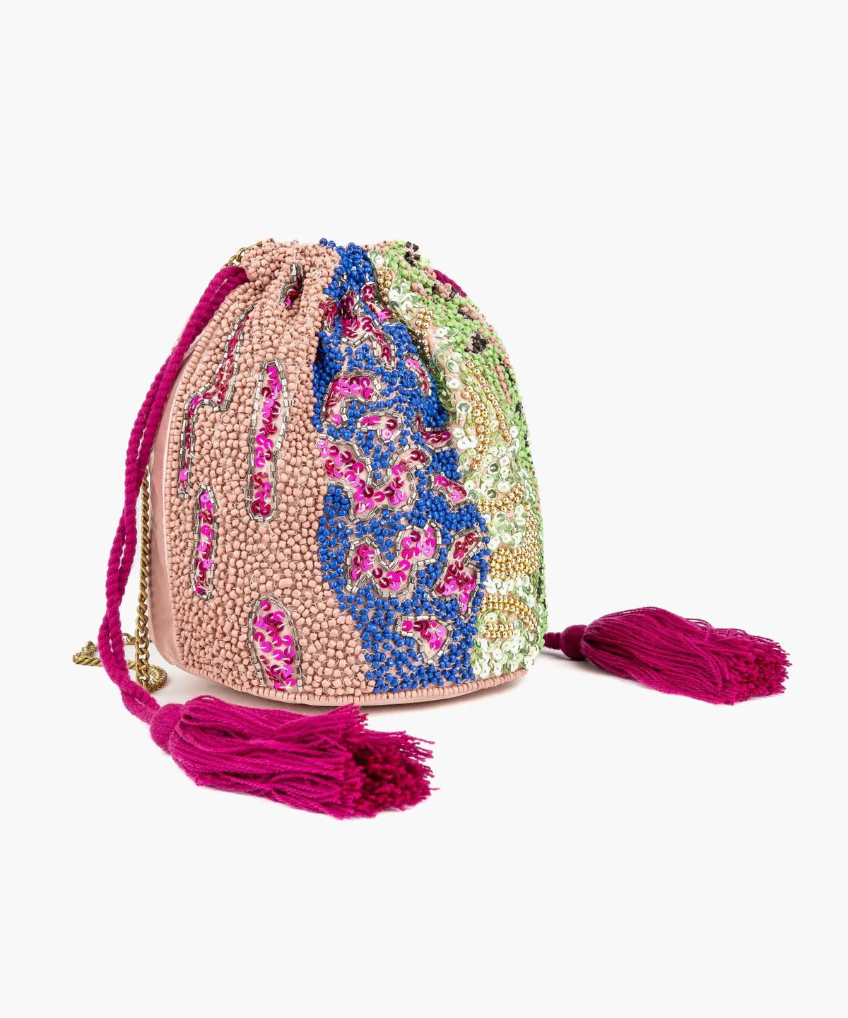 Cartera Bandolera Fiesta Mostacillas Colores Y Tassel