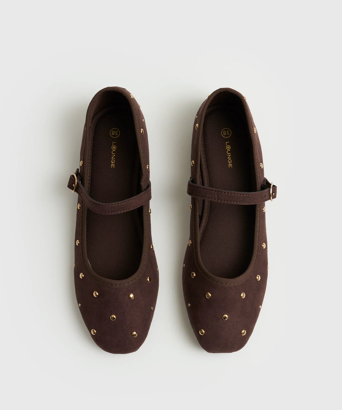 Zapato Ballerina Suede Café Tachas